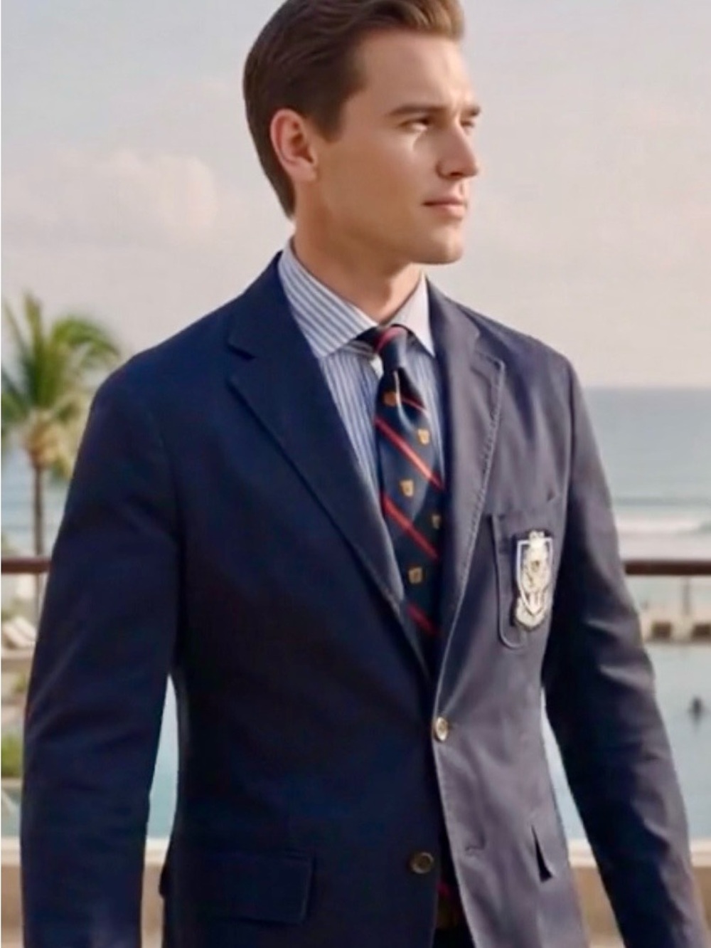 Ralph Lauren Navy Blazer with Embroidered Crest - Picture 7 of 11